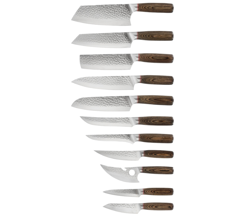 HS4030 Ensemble de 11&nbsp;lames en acier damas et manche en bois