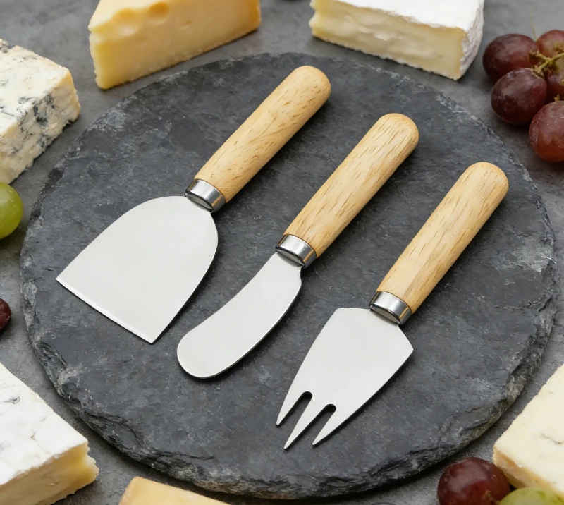Ensemble de 8 couteaux &agrave; fromage en bois de ch&ecirc;ne