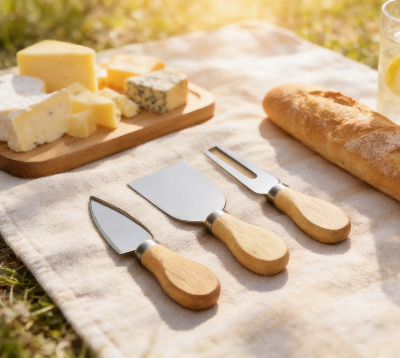 Ensemble de 3&nbsp;couteaux &agrave; fromage en bois de ch&ecirc;ne