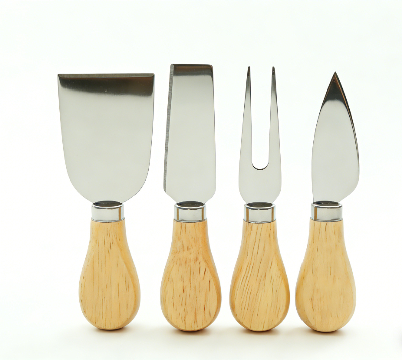 HS4114&nbsp;Ensemble de 5&nbsp;couteaux &agrave; fromage en bois de ch&ecirc;ne et planche &agrave; fromage