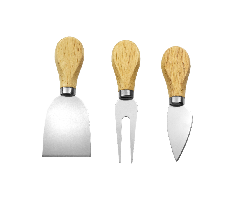 HS4234 Ensemble de 3 couteaux &agrave; fromage en bois de ch&ecirc;ne avec bo&icirc;te Book Color