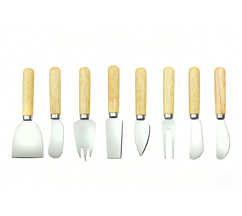 Ensemble de 8 couteaux &agrave; fromage en bois de ch&ecirc;ne