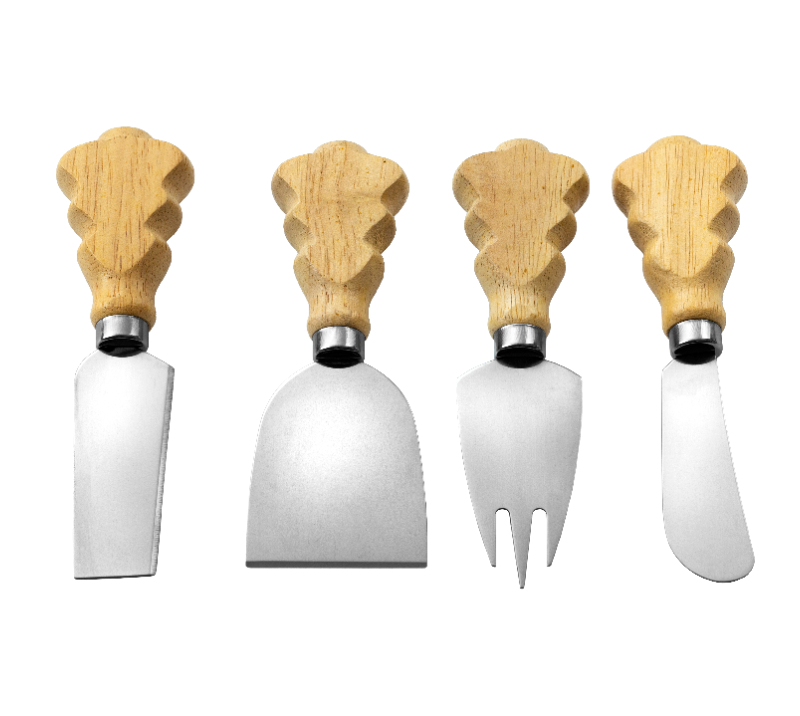 Ensemble de 5&nbsp;couteaux &agrave; fromage en bois de ch&ecirc;ne et planche &agrave; fromage HS4253