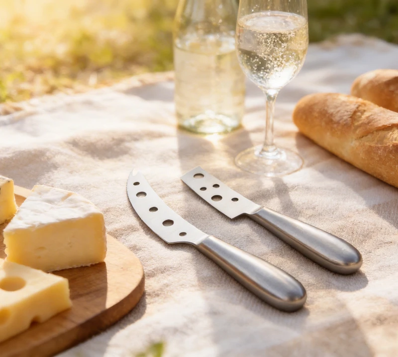 Ensemble de 2&nbsp;couteaux &agrave; fromage en acier inoxydable