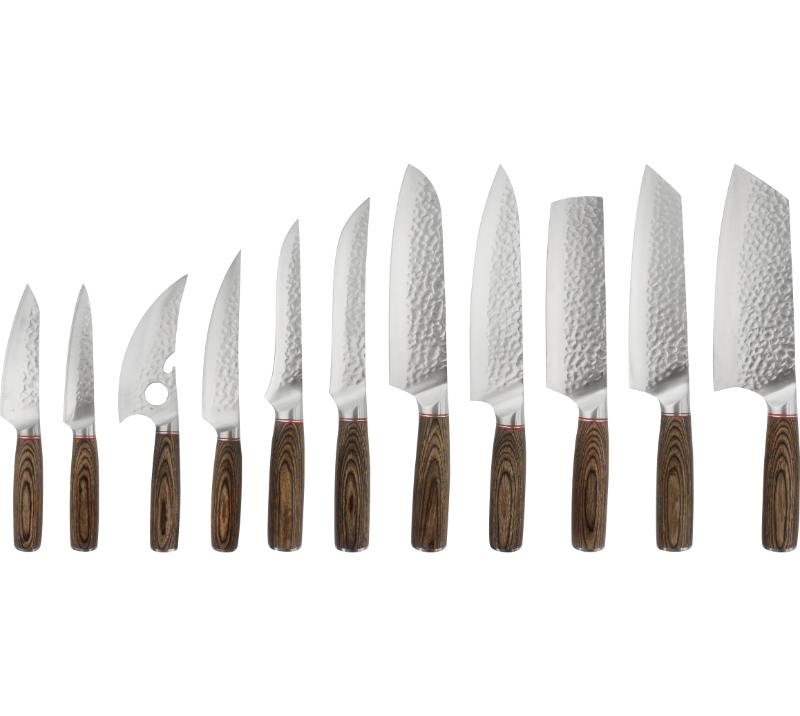 HS4030 Ensemble de 11&nbsp;lames en acier damas et manche en bois