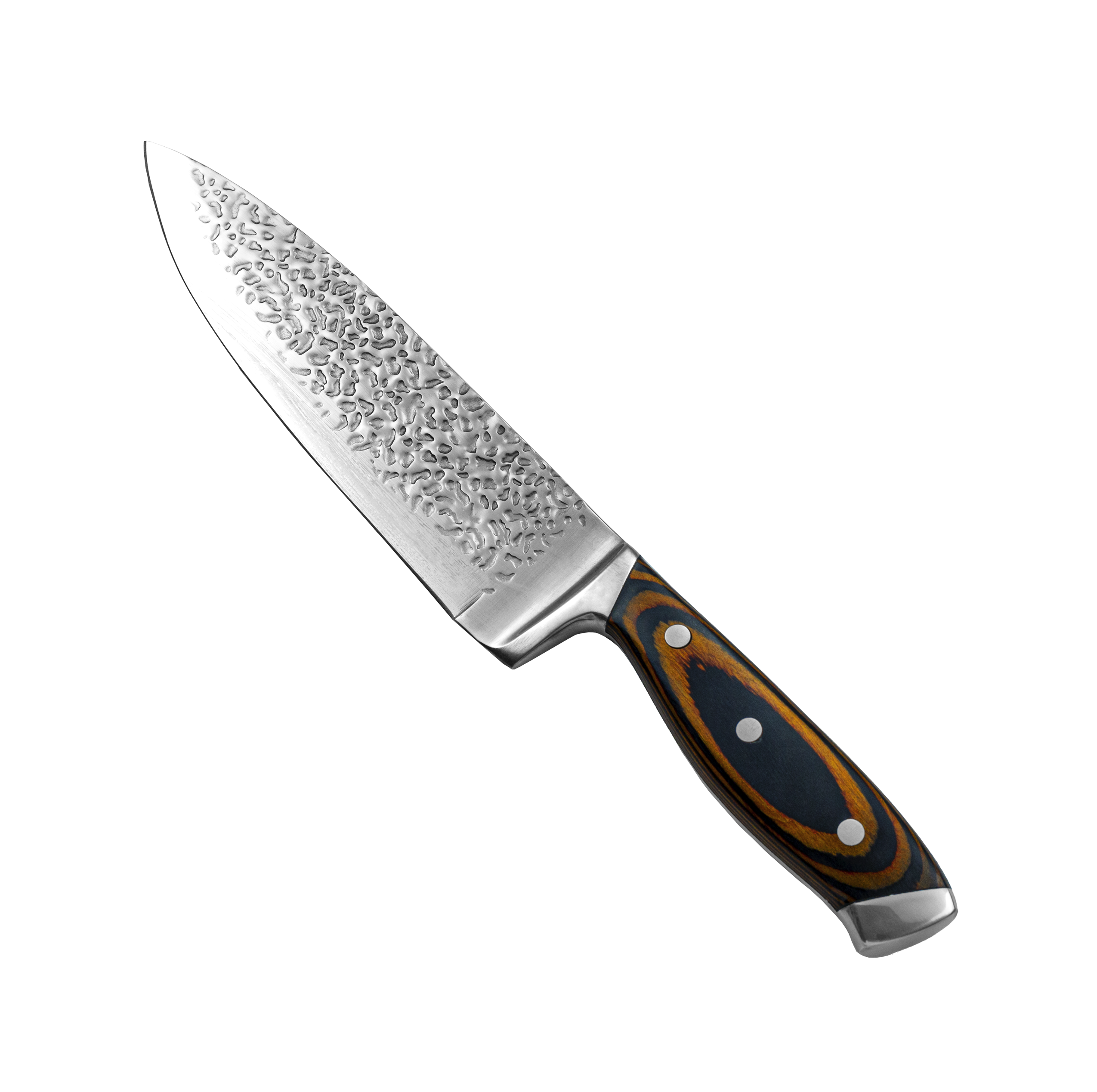HS3078&nbsp;7&nbsp;pi&egrave;ces avec manche en bois et couteaux de cuisine &agrave; double lame avec motif de marteau et bo