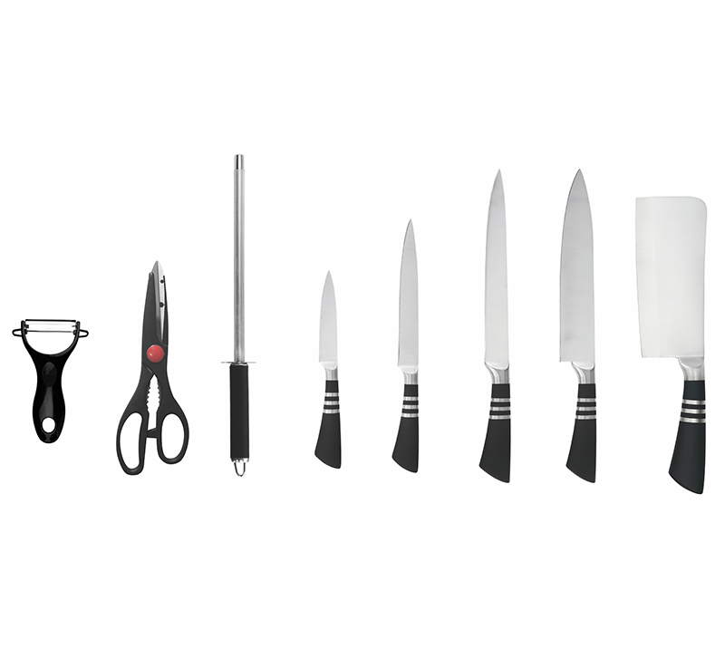 HS2007&nbsp;Ensemble de couteaux de cuisine en acier inoxydable, 9&nbsp;pi&egrave;ces de couteaux de cuisine avec blo