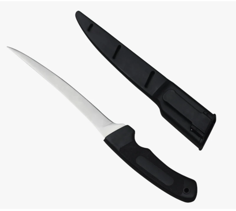 Couteau &agrave; filet de p&ecirc;che professionnel FK1 avec fourreau, couteau &agrave; d&eacute;sosser tranchant en acier inox