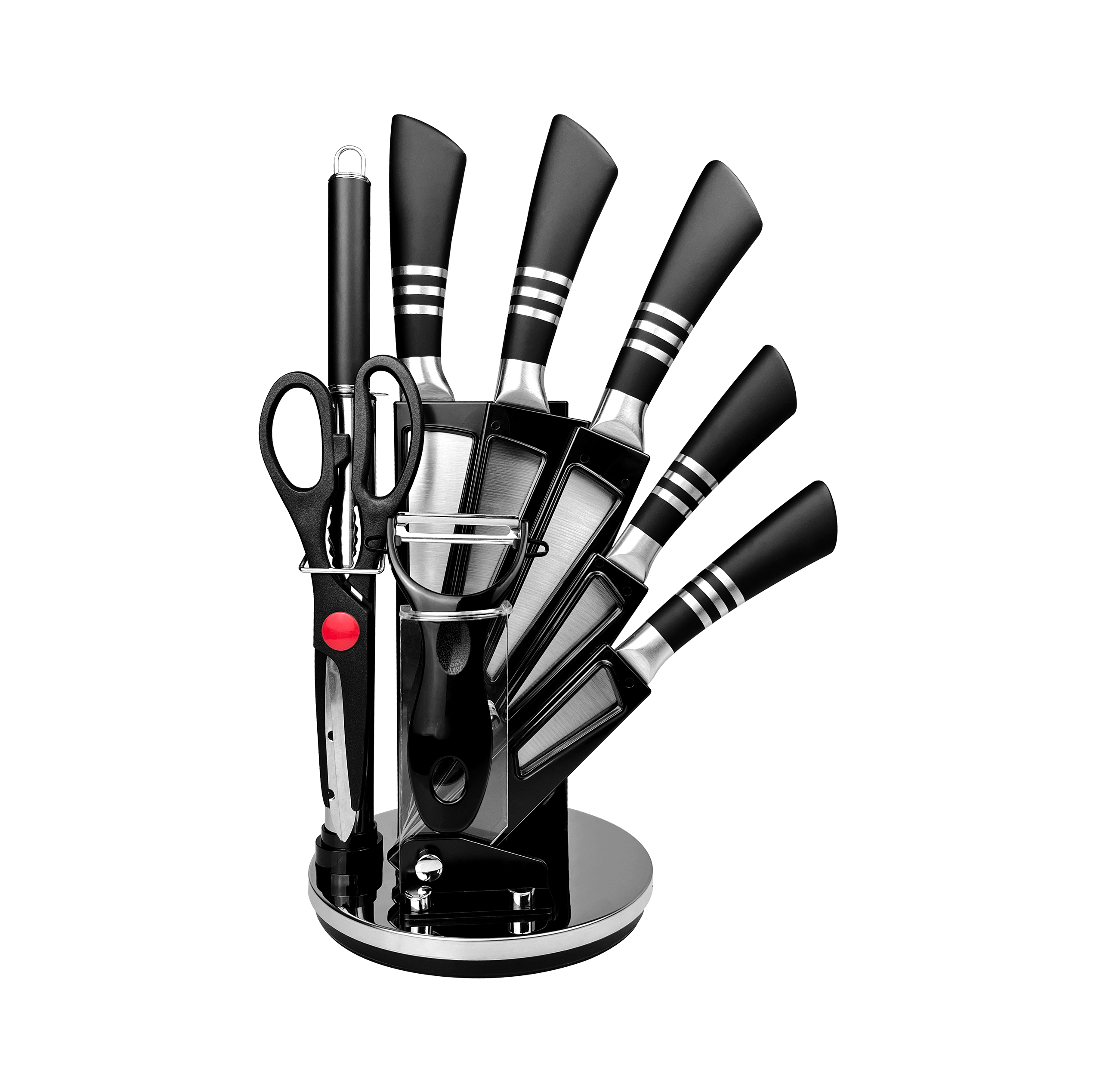 HS2007&nbsp;Ensemble de couteaux de cuisine en acier inoxydable, 9&nbsp;pi&egrave;ces de couteaux de cuisine avec blo