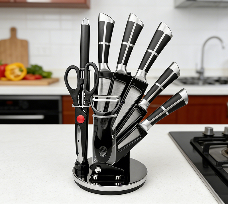 HS2009&nbsp;Couteau de cuisine &agrave; manche creux en acier inoxydable, ensemble de 9&nbsp;couteaux de cuisine avec