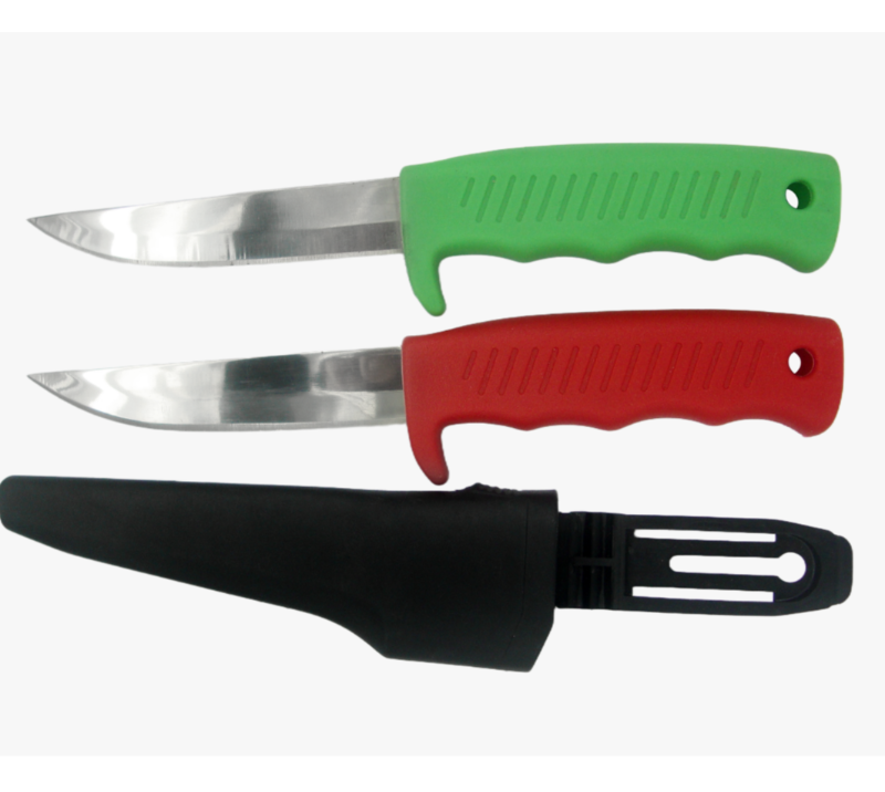 Ensemble de 2&nbsp;couteaux de p&ecirc;che FK33 en acier inoxydable avec &eacute;tui et manche en PP color&eacute;