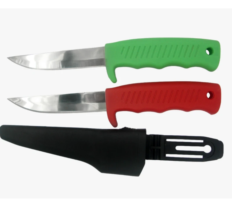 Ensemble de 2&nbsp;couteaux de p&ecirc;che FK33 en acier inoxydable avec &eacute;tui et manche en PP color&eacute;