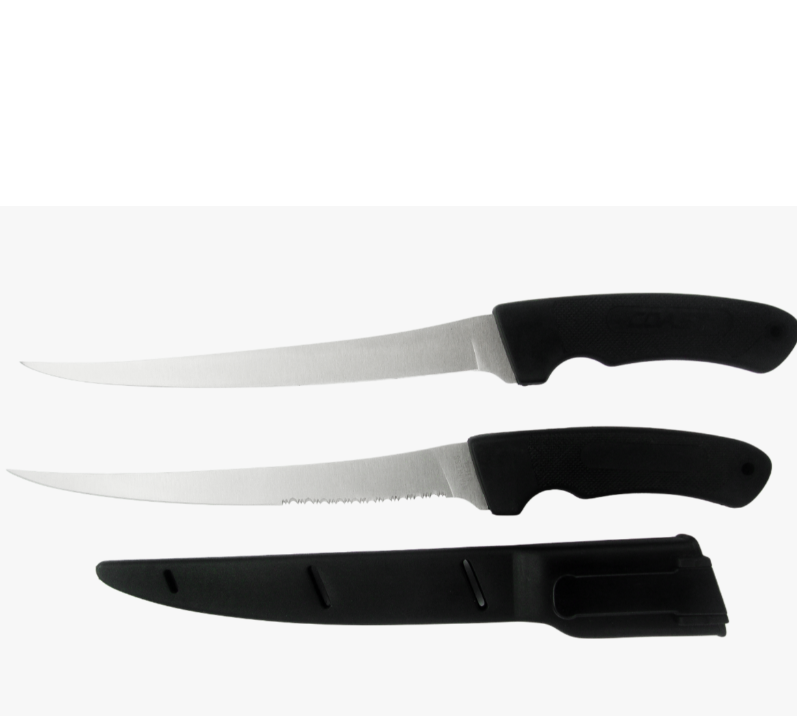 Ensemble de 2&nbsp;couteaux &agrave; filet FK2 en acier inoxydable avec fourreau, couteaux de p&ecirc;che &agrave; lames liss