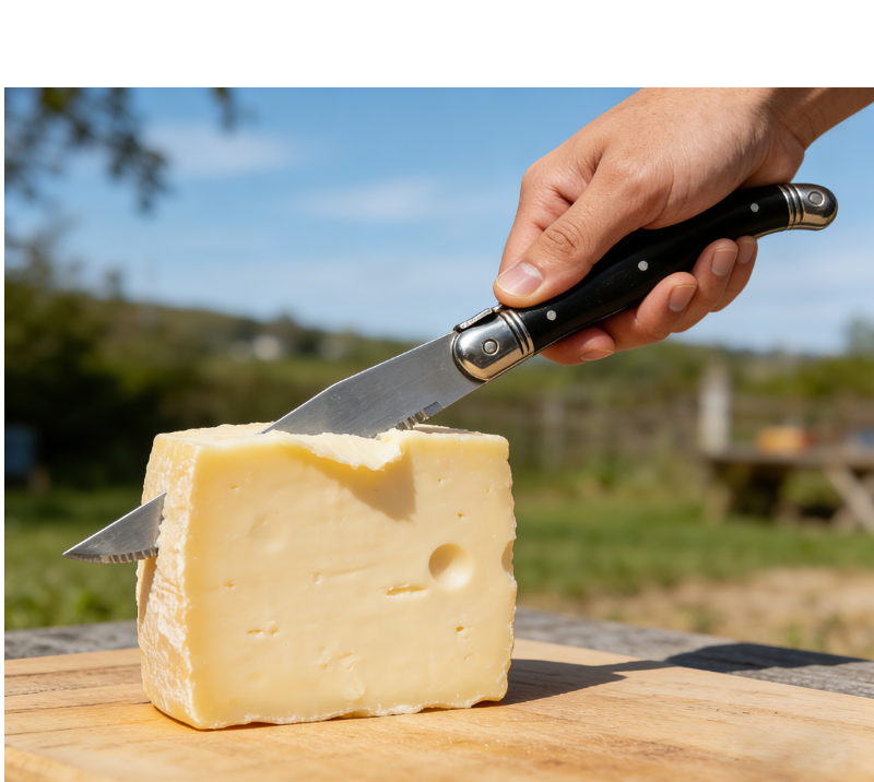 Ensemble de 6 couteaux &agrave; fromage dentel&eacute;s de style fran&ccedil;ais avec manche noir&nbsp;&ndash; Coffret cadeau