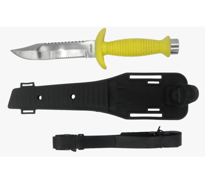 Couteau de survie de plong&eacute;e FK44 avec sangle de jambe et gaine, outil de plong&eacute;e &agrave; double dentelure