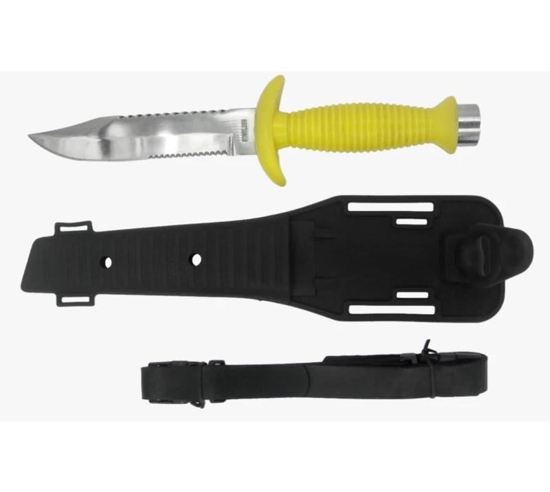 Couteau de survie de plong&eacute;e FK44 avec sangle de jambe et gaine, outil de plong&eacute;e &agrave; double dentelure