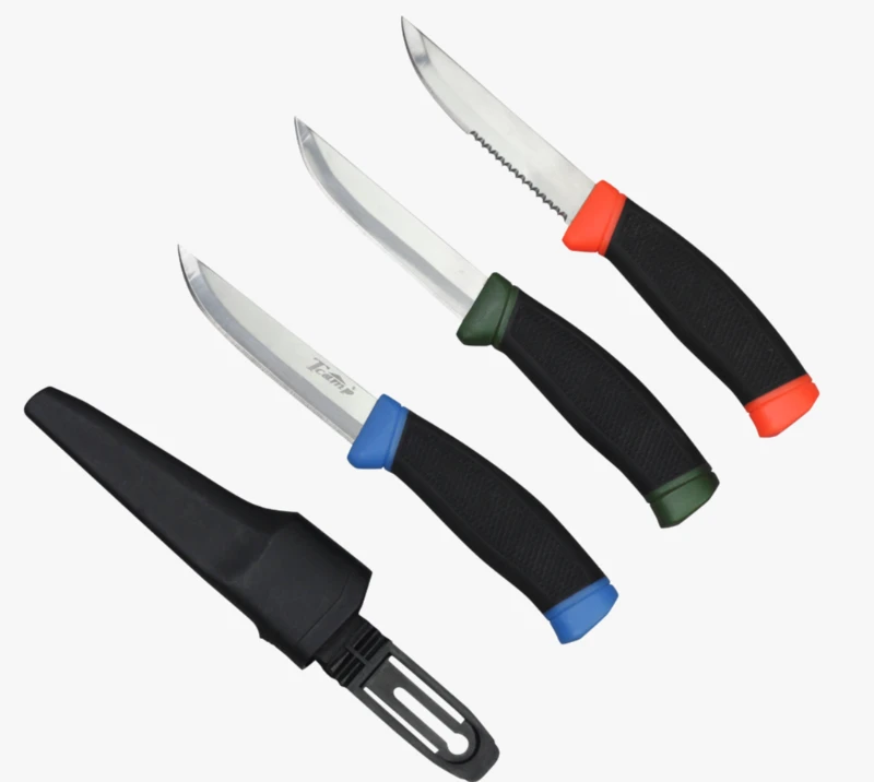 FK72&nbsp;Ensemble de 3&nbsp;couteaux d'ext&eacute;rieur avec lame fixe et &eacute;tui, couteau utilitaire de camping en aci