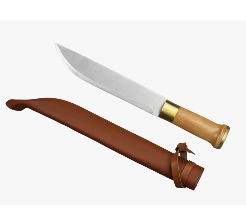 FK87&nbsp;Couteau &agrave; lame fixe avec manche en bois et &eacute;tui en cuir, outil de chasse en plein air en acier
