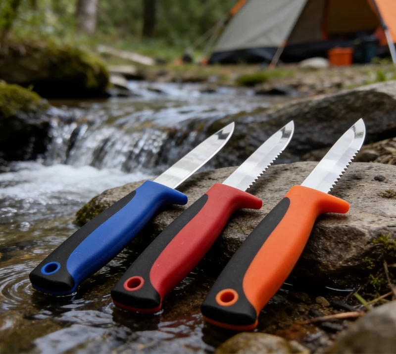 Ensemble de 3&nbsp;couteaux &agrave; filet FK20 avec &eacute;tui, couteaux de p&ecirc;che en acier inoxydable pour l'ext&eacute;rieu
