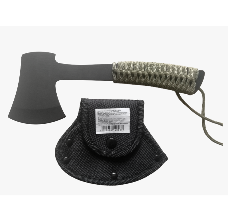 Hache de camping FK275&nbsp;3CR13 en acier inoxydable avec manche envelopp&eacute; de paracorde et gaine en nylo