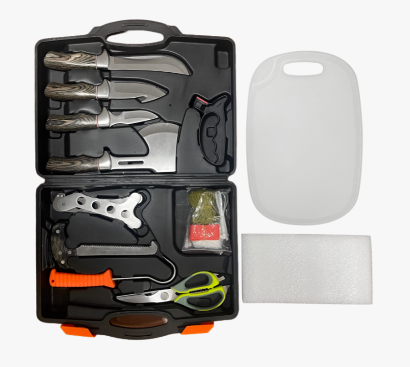 FKS38-14&nbsp;Ensemble d'outils professionnels de chasse et de camping, 13&nbsp;pi&egrave;ces, avec &eacute;tui rigide et pl
