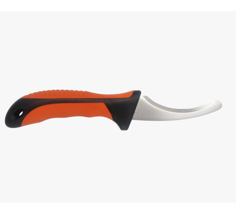 Couteau &agrave; d&eacute;pouiller incurv&eacute; S1006 avec manche en TPR orange-noir, couteau &agrave; d&eacute;sosser d'ext&eacute;rieur en