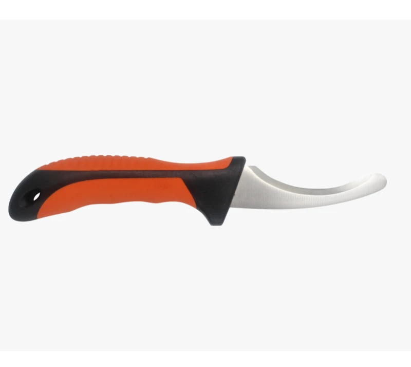 Couteau &agrave; d&eacute;pouiller incurv&eacute; S1006 avec manche en TPR orange-noir, couteau &agrave; d&eacute;sosser d'ext&eacute;rieur en