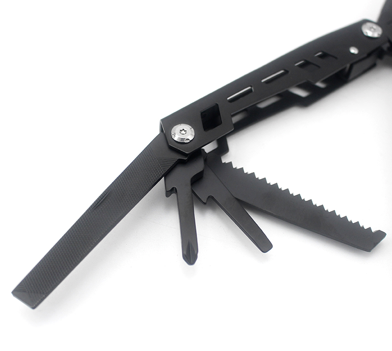 S02319&nbsp;Pince multi-outils 9&nbsp;en&nbsp;1 en acier inoxydable, outil de survie EDC ultime pour les aventures