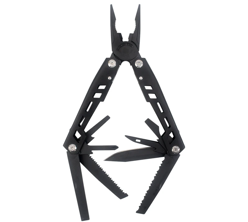 S02319&nbsp;Pince multi-outils 9&nbsp;en&nbsp;1 en acier inoxydable, outil de survie EDC ultime pour les aventures