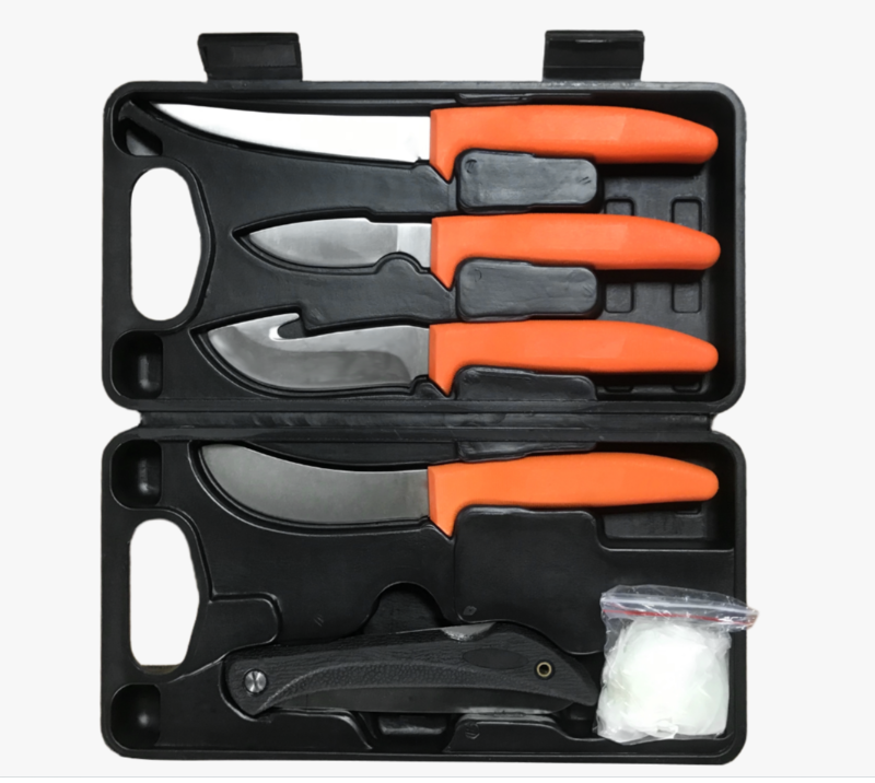 FKS26-08B&nbsp;7&nbsp;pi&egrave;ces&nbsp;ensemble de couteaux de chasse et de p&ecirc;che avec &eacute;tui rigide, Kit de couteaux de p