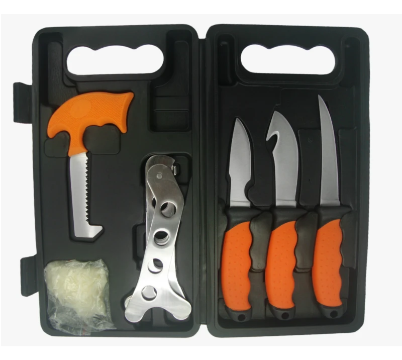 FKS22-07&nbsp;Ensemble d'outils professionnels de chasse et de p&ecirc;che, 8&nbsp;pi&egrave;ces, avec &eacute;tui rigide, couteau
