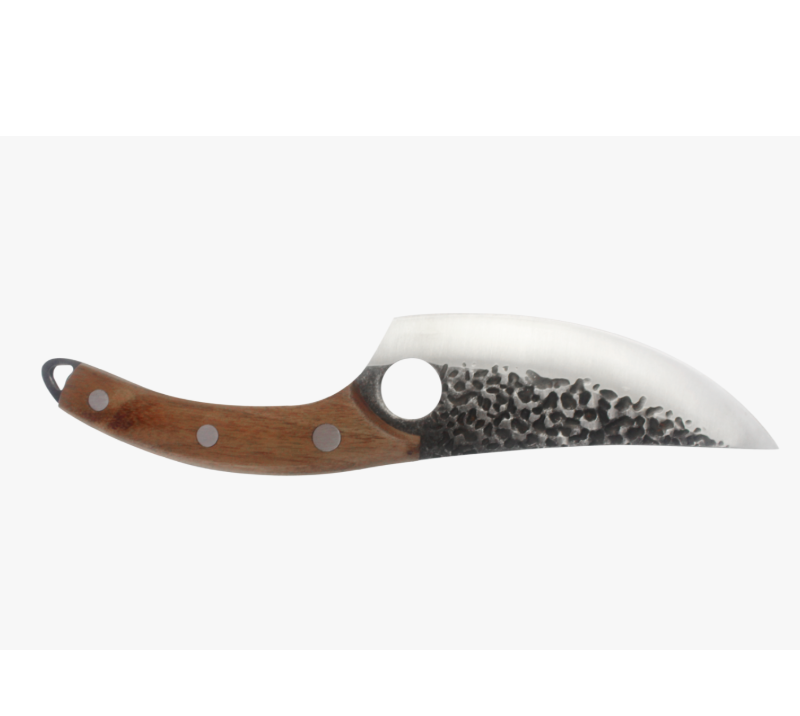 Couteau Karambit d&eacute;lav&eacute; S1011, couteau de survie EDC en acier inoxydable avec manche et anneau en bo