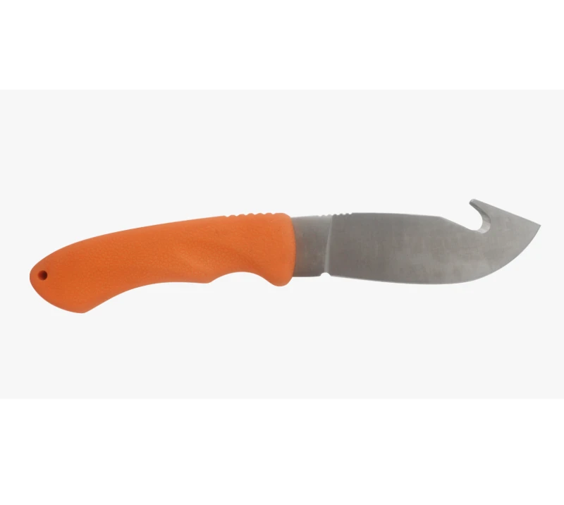 S1022&nbsp;Couteau &agrave; d&eacute;pecer &agrave; crochet en boyau &agrave; manche orange, couteau de chasse &agrave; lame fixe avec poign