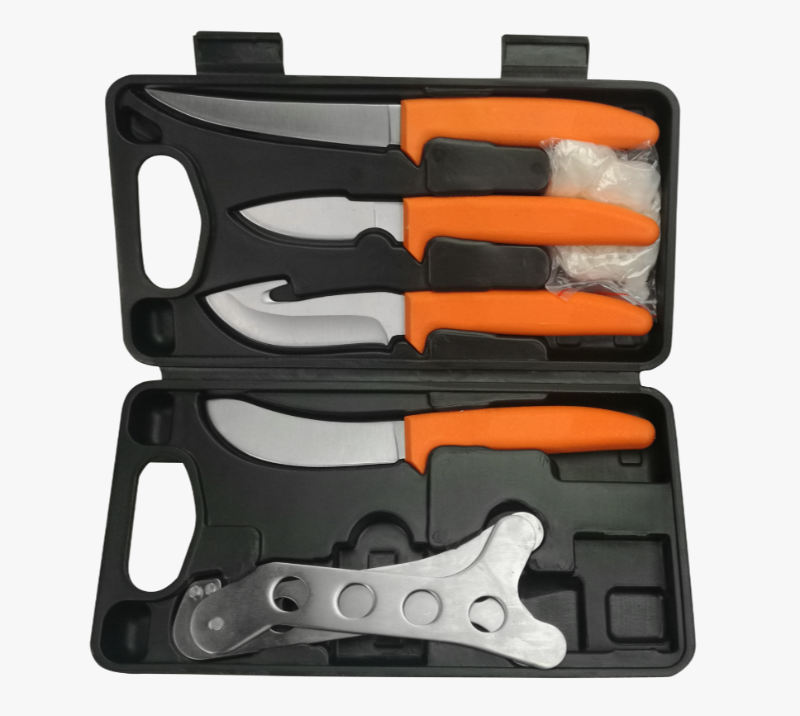 FKS26-08A&nbsp;8&nbsp;pi&egrave;ces de couteaux &agrave; filet de p&ecirc;che en plein air avec &eacute;tui rigide, lames en acier inoxyd