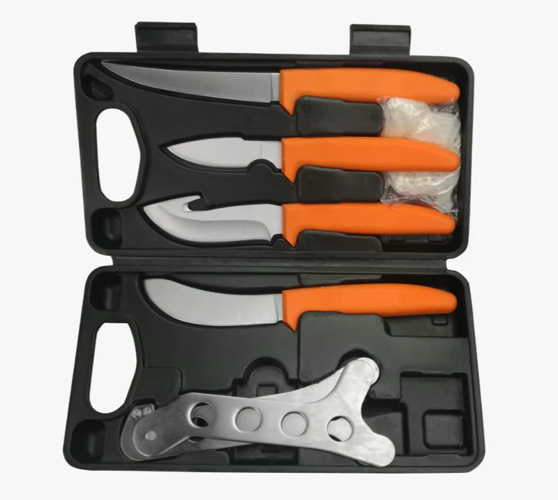 FKS26-08A&nbsp;8&nbsp;pi&egrave;ces de couteaux &agrave; filet de p&ecirc;che en plein air avec &eacute;tui rigide, lames en acier inoxyd
