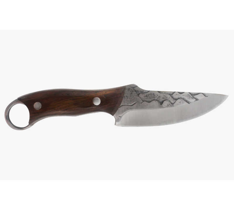 S1026&nbsp;Couteau de cou &agrave; lame fixe forg&eacute; &agrave; la main, manche en bois, outil EDC Full Tang avec trou pour