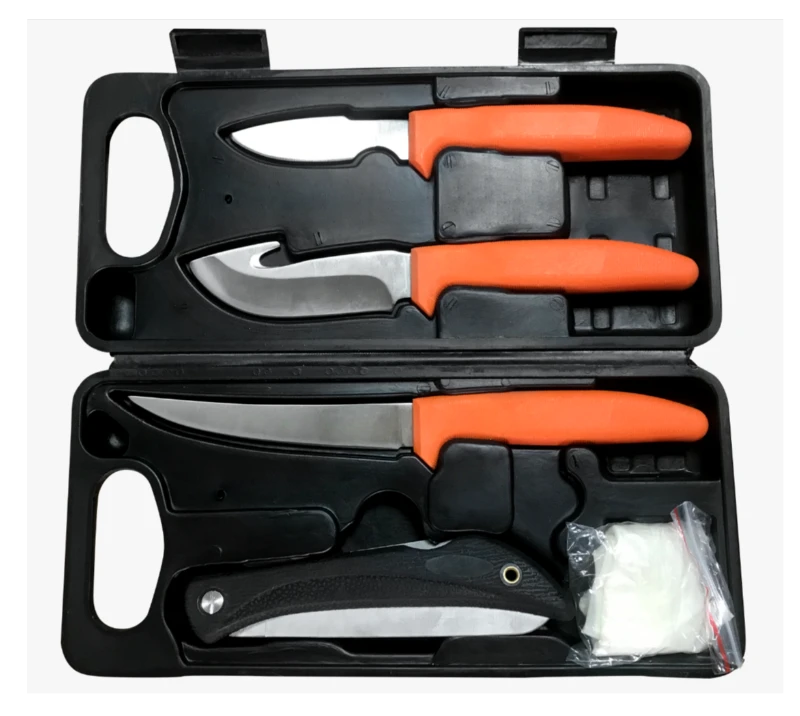 FKS26-07B&nbsp;7&nbsp;PCS&nbsp;Kit de couteaux &agrave; filet de p&ecirc;che haut de gamme avec cisailles et &eacute;tui de rangement,