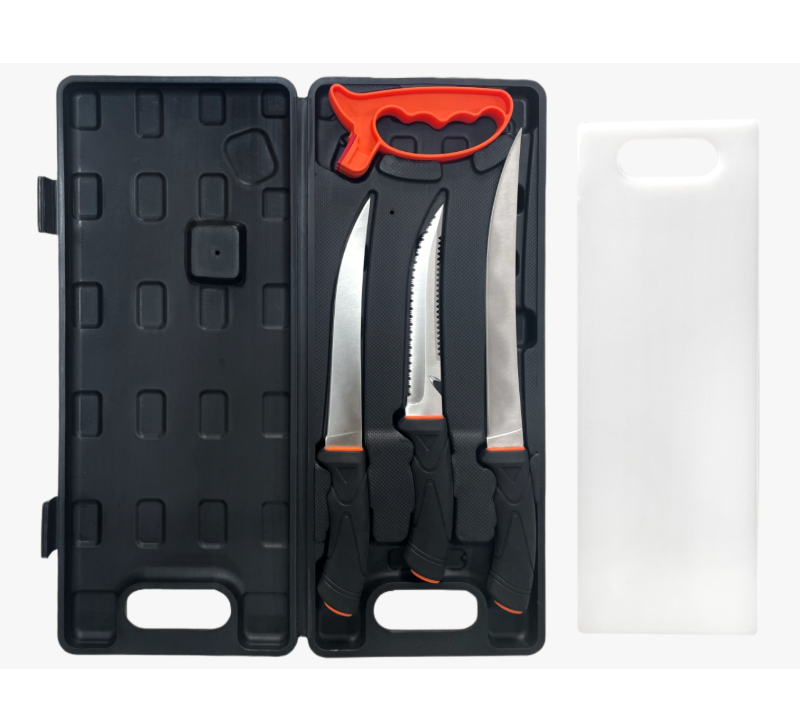 FKS37-05&nbsp;6&nbsp;ensembles de couteaux &agrave; filet d'ext&eacute;rieur avec planche &agrave; d&eacute;couper en plastique
