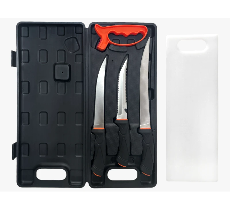 FKS37-05&nbsp;6&nbsp;ensembles de couteaux &agrave; filet d'ext&eacute;rieur avec planche &agrave; d&eacute;couper en plastique