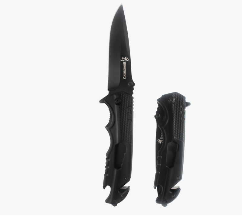 Couteau pliant tactique S2028, couteau de poche EDC en acier inoxydable &agrave; rev&ecirc;tement noir avec clip