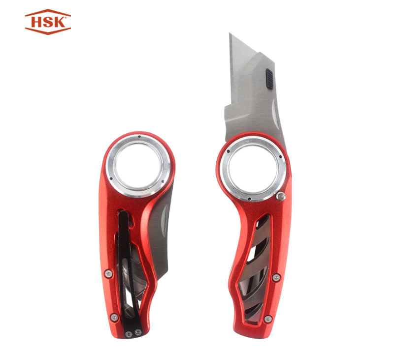 K101&nbsp;Couteau utilitaire pliant &agrave; anneau rouge, outil de coupe EDC &agrave; lame rempla&ccedil;able robuste
