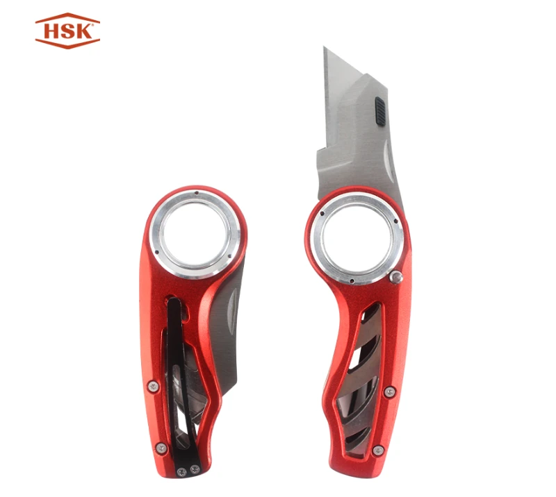 K101&nbsp;Couteau utilitaire pliant &agrave; anneau rouge, outil de coupe EDC &agrave; lame rempla&ccedil;able robuste