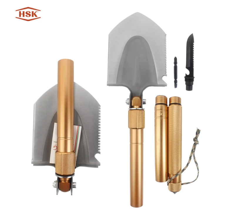 S02344&nbsp;Outil de retranchement tactique multifonction Gold, pelle de survie 16&nbsp;en&nbsp;1 avec bord dentel&eacute;