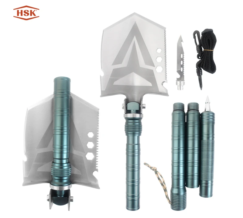 S02340&nbsp;Outil de retranchement tactique multifonction, pelle de survie 16&nbsp;en&nbsp;1 avec bord dentel&eacute;, cou