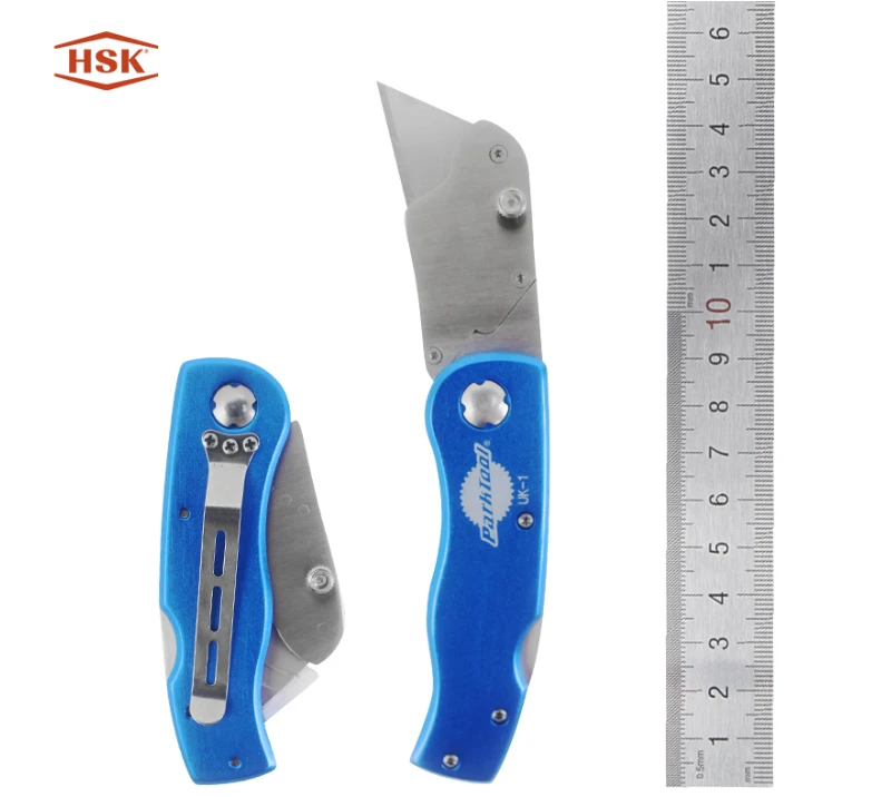 1 couteau utilitaire pliant bleu, coupe-c&acirc;ble de v&eacute;lo &agrave; lame rempla&ccedil;able, outil EDC portable pour re