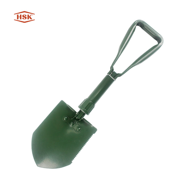 S0234&nbsp;Outil de tranch&eacute;e pliable Amy&nbsp;Green, pelle militaire en acier au carbone avec bord dentel&eacute;, po