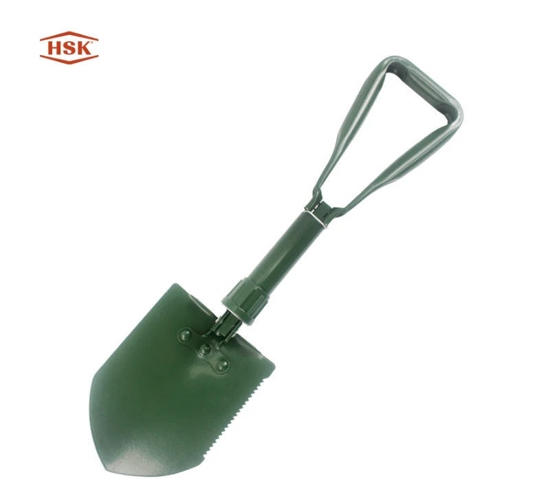 S0234&nbsp;Outil de tranch&eacute;e pliable Amy&nbsp;Green, pelle militaire en acier au carbone avec bord dentel&eacute;, po